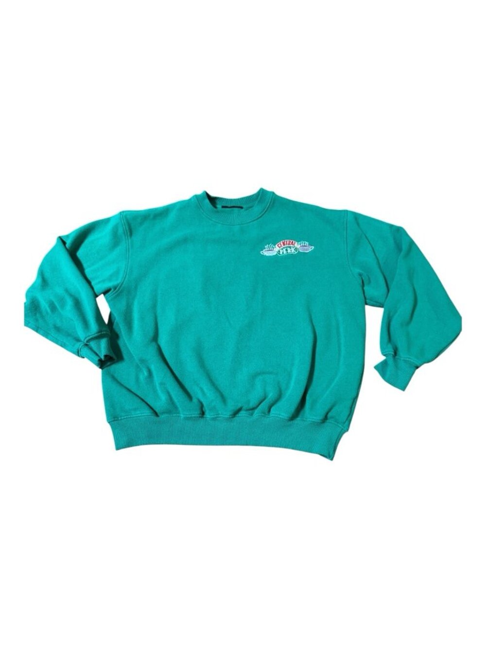Friends Central Perk Embroidered Sweatshirt Crewneck Green Small Cotton